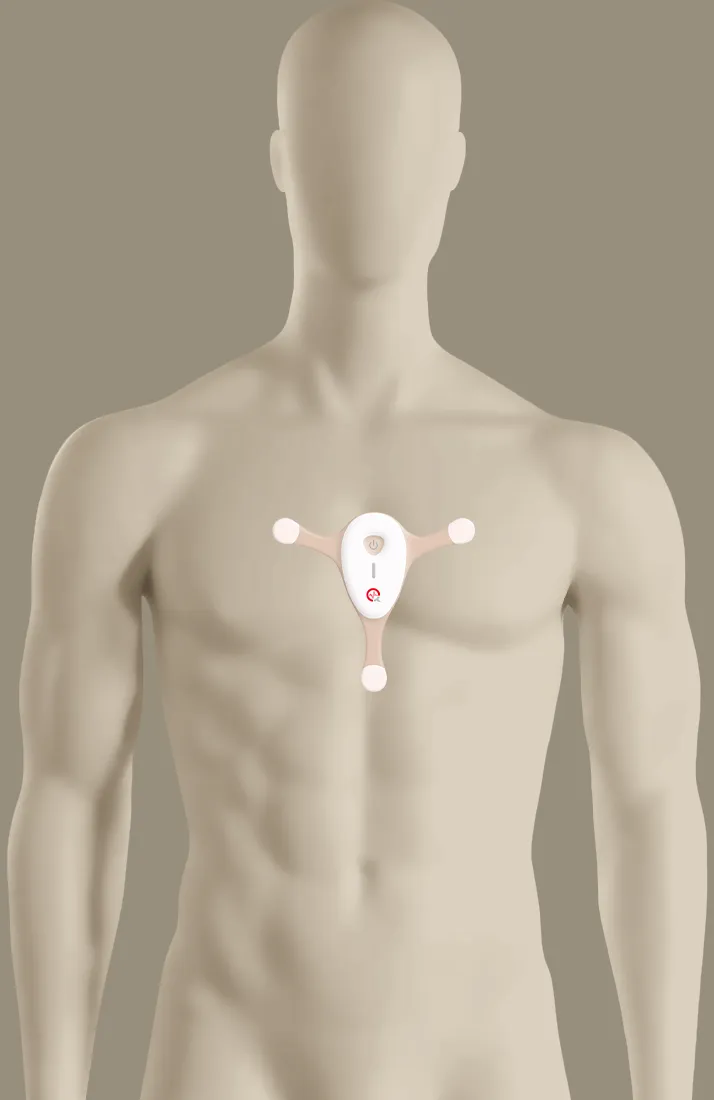 holter sem fio maleavel pequeno instalado no peito